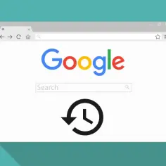 Ikona zegara symbolizuje historię przeglądarki Google.