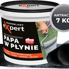 Wiadro z masą papa w płynie, kolor antracyt. Idealna do dachów, rynien, blachy. 7 kg.