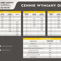 Cennik wymiany opon: osobówki od 25 zł, 4x4 od 40 zł, dostawcze od 30 zł. Sprawdź, ile kosztuje wymiana opon w Dobrym Warsztacie.