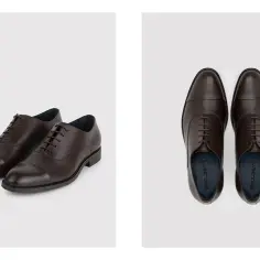 Eleganckie, brązowe półbuty męskie. Idealne pytanie: jakie buty do garnituru? Te oksfordy to świetny wybór.