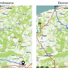 Trasa Poznań - Kołobrzeg przez Wałcz: mapa rekomendowana i ekonomiczna. Dwie drogi przez Polskę.