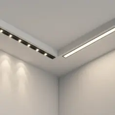 Nowoczesne listwy do led tworzą nastrojowe oświetlenie w rogu pomieszczenia, podkreślając jego architekturę.