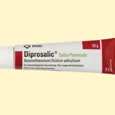 Maść Diprosalic na zapalenie mieszków włosowych, zawiera betametazon i kwas salicylowy. Tubka 30g.