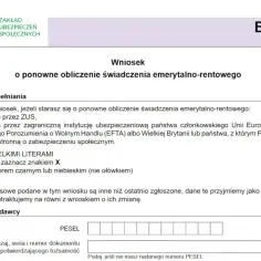 Formularz ZUS ERPO o ponowne obliczenie świadczenia emerytalno-rentowego. Wniosek dla osób ubiegających się o świadczenia z zagranicy.