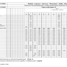 Rozkład jazdy linii 15: Bochnia - Łapczyca – Gierczyce – Moszczenica – Siedlec - Buczyna. Dworzec PKP Bochnia jako jeden z przystanków.