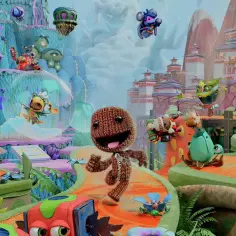 Kolorowy świat gry, gdzie Sackboy i jego przyjaciele przygotowują się do wspólnej zabawy. Idealne gry na 3 osoby!