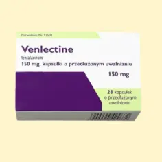 Opakowanie leku Venlectine zawierające venlafaxinum w dawce 150 mg, 28 kapsułek o przedłużonym uwalnianiu.