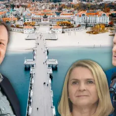 Wojciech Fułek i Małgorzata Tusk na tle sopockiego molo.