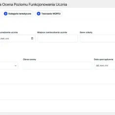 Formularz do wypełnienia WOPFU: dane ucznia, wychowawcy, szkoły, etapu edukacyjnego. Jak napisać WOPFU? Wpisz dane ucznia.