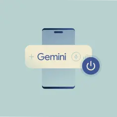 Ikona zasilania obok napisu "Gemini" na ekranie telefonu sugeruje, jak wyłączyć Gemini.