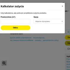 Kalkulator zużycia kleju do siatki na m2. Wpisz powierzchnię i wybierz opcję "klejenie styropianu", aby obliczyć potrzebną ilość.