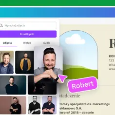 Canva to świetny program, w jakim napisać CV. Widzisz tu panel z opcjami dodawania zdjęć, idealny do personalizacji dokumentu.