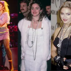 Ikony lat 80. moda impreza: Madonna w stylizacjach z epoki, od scenicznych po galowe.