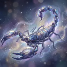 Skorpion, 27 października znak zodiaku, w kosmicznej poświacie.