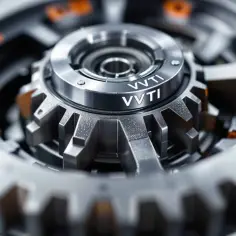 Precyzyjnie wykonane koło zmiennych faz rozrządu VVTi, kluczowy element silnika, z widocznymi zębatkami i detalami mechanicznymi.