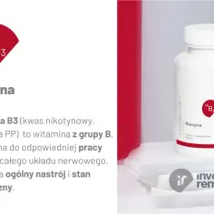Witamina B3 (niacyna) wspiera pracę mózgu i układu nerwowego, poprawiając nastrój i stan psychiczny.