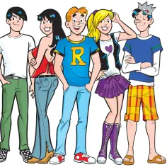 Archie i jego przyjaciele, Betty, Veronica, Jughead i Reggie, pozują do zdjęcia.