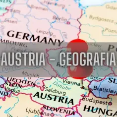 Mapa Europy Środkowej z zaznaczoną Austrią, która graniczy z Austrią. Czerwony pinezka wskazuje na Wiedeń.