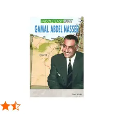 Gamal Abdel Nasser, drugi prezydent Egiptu, uśmiecha się na tle mapy Bliskiego Wschodu.