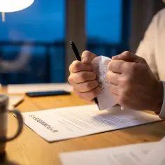 Frustracja przy wypowiedzeniu umowy. Ręce drą kartkę z datami, jakby to był art. 30 par. 1 pkt 2.