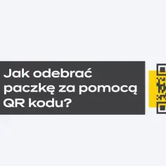 Jak odebrać paczkę InPost za pomocą kodu QR? Obrazek zawiera logo InPost, tekst "Jak odebrać paczkę za pomocą QR kodu?" oraz kod QR.
