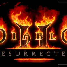Płomienie otaczają logo Diablo 2 Resurrected, zapowiadając powrót kultowych diablo 2 postacie.