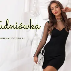 Elegancka czarna sukienka na studniówkę, idealna na bal. Dowiedz się, ile kosztuje uszycie sukienki na studniówkę w tej cenie.