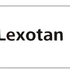 Napis "Lexotan" czarnymi literami na białym tle.