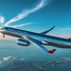 Samolot Turkish Airlines leci nad miastem. Zastanawiasz się, ile leci samolot z Polski do Turcji?
