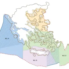 Mapa Grecji z zaznaczonymi strefami morskimi. Pokazuje, z kim graniczy Grecja na morzu, w tym obszary X.E. 1, X.E. 2, X.E. 3 i X.E. 4.