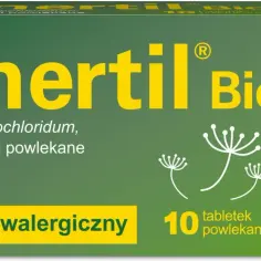 Opakowanie leku Amertil Bio, 10 mg, 10 tabletek powlekanych. Lek przeciwalergiczny.
