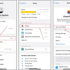 Ekran iPhone'a pokazuje, jak wyłączyć synchronizację zdjęć z iCloud, aby pomóc w procesie jak wylogowac sie z icloud.