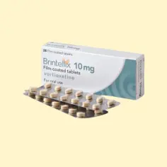 Opakowanie leku Brintellix 10 mg z tabletkami w blistrach. Sprawdź aktualną brintellix 10 mg cena.