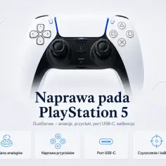 Naprawa pada PlayStation 5 DualSense: wymiana analogów, przycisków, portu USB-C, czyszczenie i kalibracja.