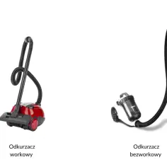 Czerwony odkurzacz workowy obok czarnego odkurzacza bezworkowego. Wybierz swój idealny odkurzacz!