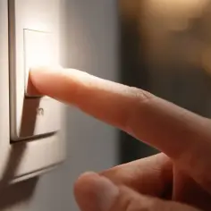 Palec naciska włącznik światła. Szukasz najtańszego dostawcy prądu? Zmień dostawcę i oszczędzaj!