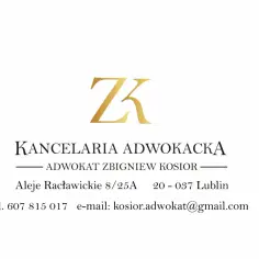 Logo kancelarii adwokackiej ZK, dane kontaktowe i adres w Lublinie.