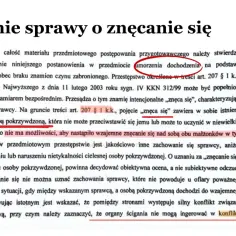 Umorzenie sprawy o znęcanie się, gdy art. 207 § 1 k.k. wymaga przewagi sprawcy, a wzajemne znęcanie się wyklucza winę.