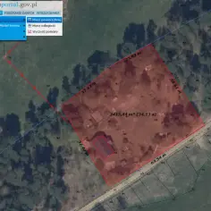 Mapa z geoportal powiat zamojski pokazuje działkę o powierzchni 3413,44 m² z wymiarami 23,92 m, 37,43 m, 54,61 m i 63,54 m.