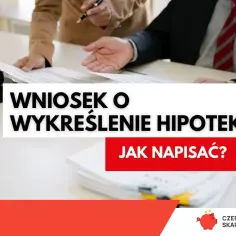 Wniosek o wykreślenie hipoteki. Dwie osoby analizują dokumenty, obok młotek sędziowski.