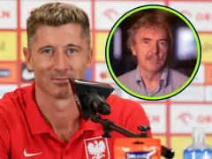 Robert Lewandowski w czerwonej koszulce i Zbigniew Boniek w okręgu.