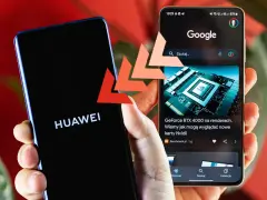 Dwa telefony: jeden z logo HUAWEI, drugi z wyszukiwarką Google. Porównanie technologii.