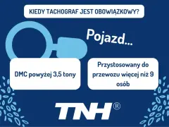 Kiedy pojazd specjalny musi mieć tachograf? Gdy DMC przekracza 3,5 tony lub przewozi więcej niż 9 osób.
