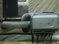 Climatiseur mobile réversible mode chauffage, prêt à réchauffer votre tente.