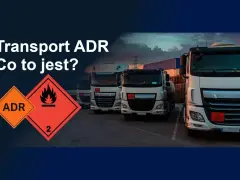 Ciężarówki z oznaczeniami ADR, symbolizujące transport materiałów niebezpiecznych. Dowiedz się, adr co to jest i jakie są zasady przewozu.