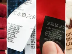 Metki odzieżowe z rozmiarami L, 3XL, S, XL. Czy to firma Mexx? Skład materiału: poliester, wiskoza, elastan. 100% bawełna organiczna.