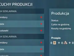 Menu łańcuchy produkcyjne fs22 pokazuje szklarnie z pomidorami, sałatą i truskawkami. Przepis na ciasto wymaga składników.