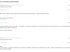 Wiadomości e-mail dotyczące zamówienia zaświadczenia do chrztu. Potwierdzenie możliwości uzyskania dokumentu i podziękowanie za sprawną obsługę.
