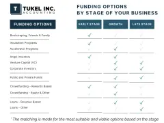 Chart showing alternative financing for startups by stage: early, growth, and late. Options include bootstrapping, angel investors, VC, and loans.