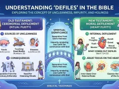Biblical teachings on defilement: Old Testament ceremonial vs. New Testament moral defilement, showing sources and consequences.